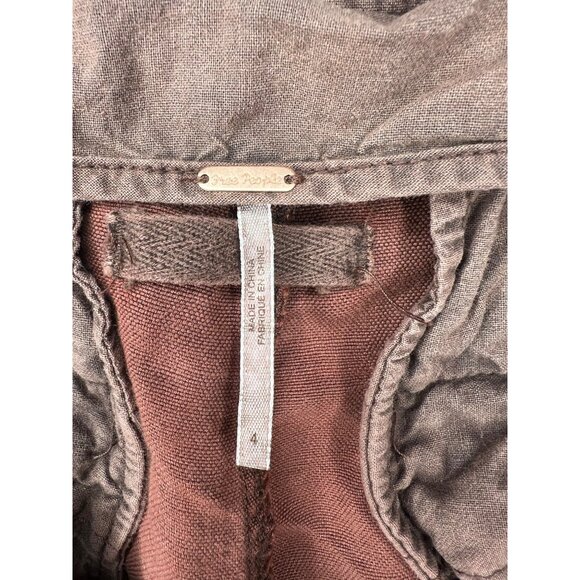 Free People Womens Lotta Love Linen Rust High-Waisted Wide-Leg Pants Size 4 - Picture 5 of 14
